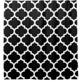 Black And White Quatrefoil Pattern Shower Curtains by Richard__Stone at Zazzle