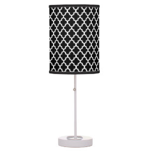 Black and White Quatrefoil Pattern Table Lamp