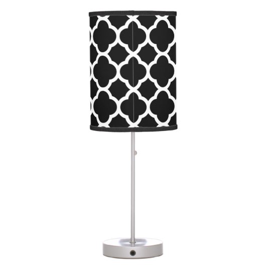 Black and White Quatrefoil Pattern Table Lamp (Back)