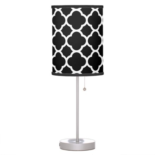 Black and White Quatrefoil Pattern Table Lamp