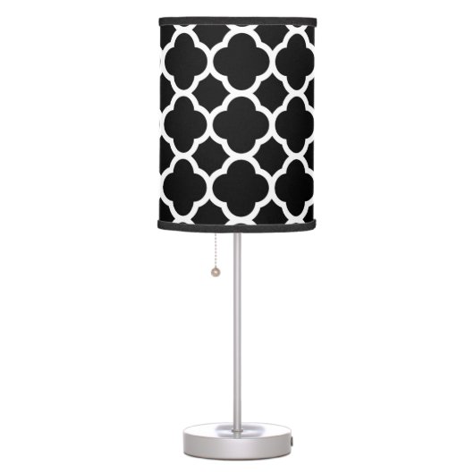Black and White Quatrefoil Pattern Table Lamp (Right)