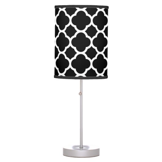 Black and White Quatrefoil Pattern Table Lamp (Front)