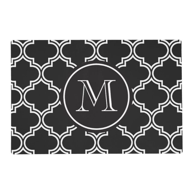 Black and White Quatrefoil Placemat (Front)