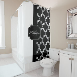 Black and White Quatrefoil Shower Curtain
