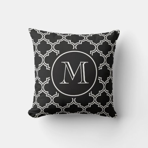 Black and White Quatrefoil Throw Pillow