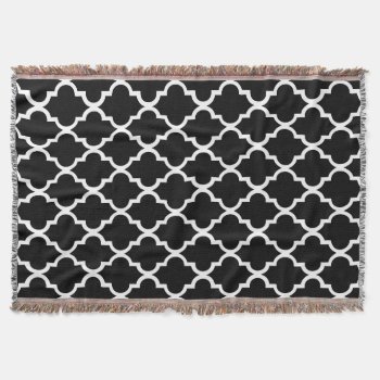 Black And White Quatrefoil Tiles Pattern Throw Blanket by heartlockedhome at Zazzle