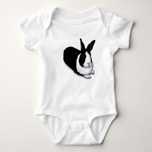 Black and White Rabbit Baby Bodysuit