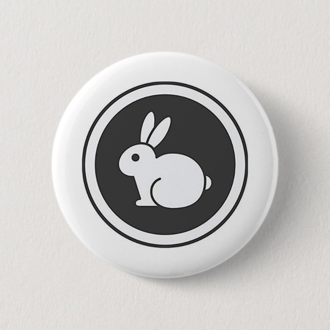 Black And White Rabbit Button (Front)