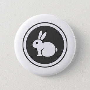Black And White Rabbit Button