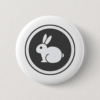 Black And White Rabbit Button