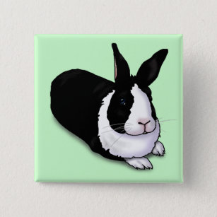 Black and White Rabbit Pinback Button