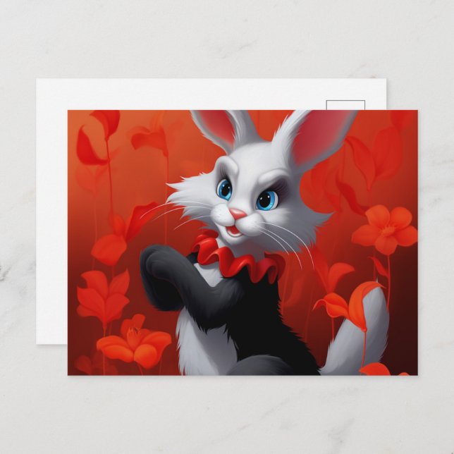 Black And White Rabbit Postcard (Front/Back)