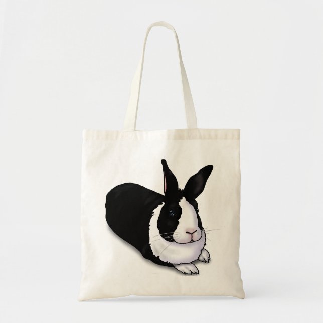 Black and White Rabbit Tote Bag (Front)