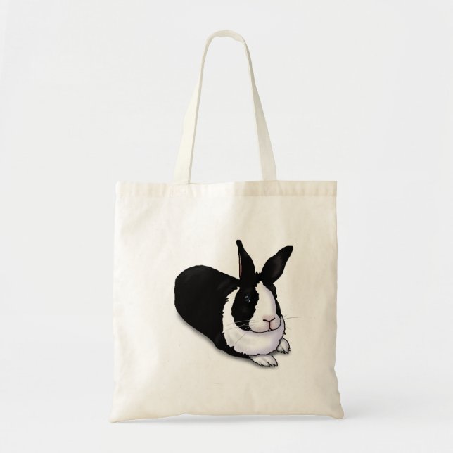 Black and White Rabbit Tote Bag (Front)