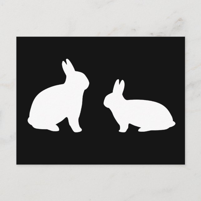 Black and White Rabbits Postcard - Customizable! (Front)