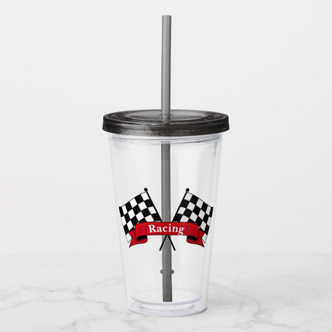 Black and White Racing Flags Acrylic Tumbler