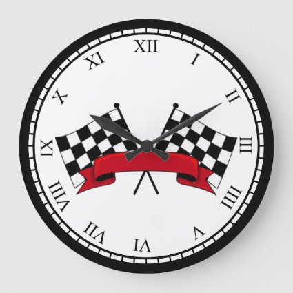 Black and White Racing Flags Clock