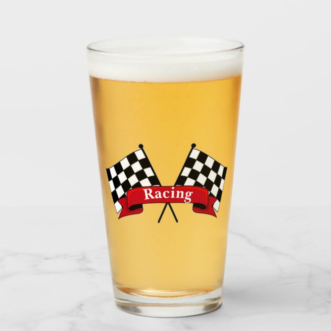 Black and White Racing Flags Glass Tumbler