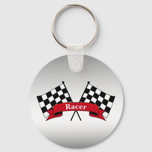 Black and White Racing Flags Keychain