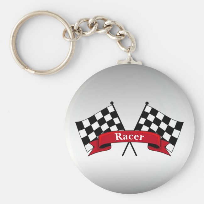 Black and White Racing Flags Keychain
