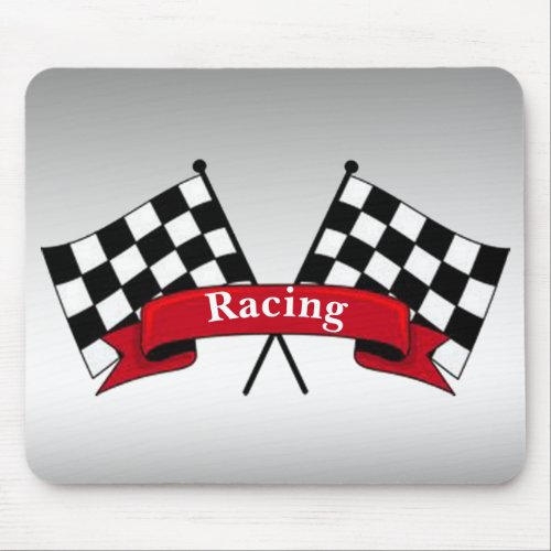 Black and White Racing Flags Mousepad