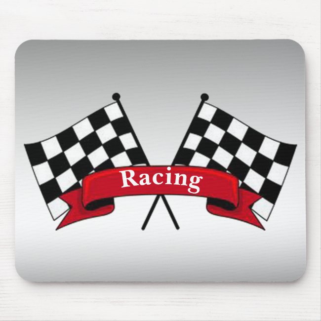 Black and White Racing Flags Mousepad