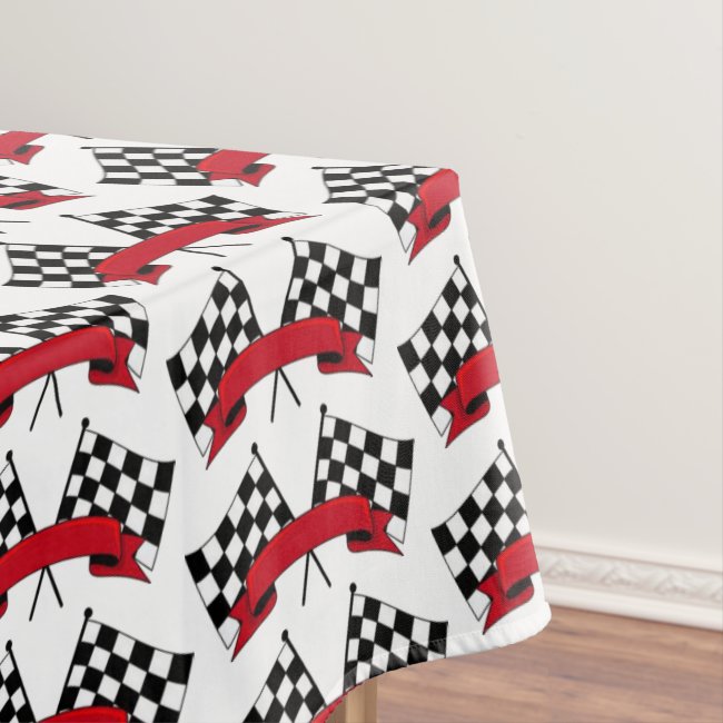 Black and White Racing Flags Pattern Tablecloth