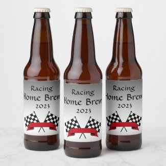 Black and White Racing Flags Silver Beer Label