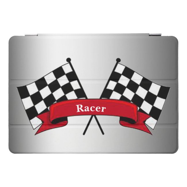 Black and White Racing Flags Silver iPad Pro Case