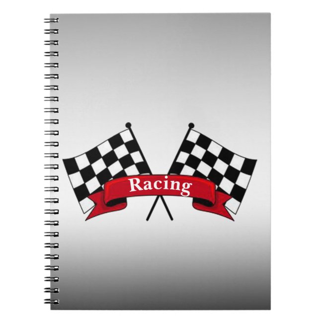 Black and White Racing Flags Silver Notebook