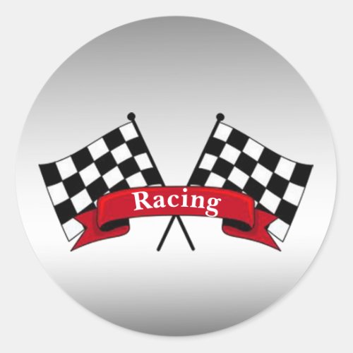 Black and White Racing Flags Sticker