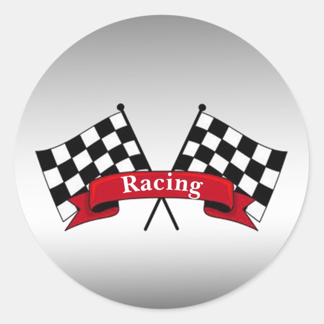 Black and White Racing Flags Sticker