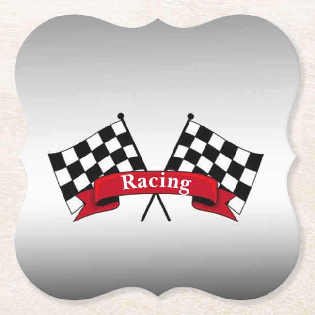 Black and White Racing Flags Sturdy Paper Coasters
