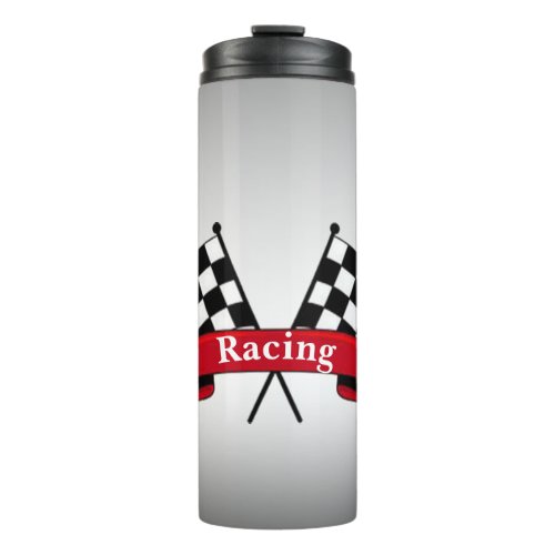 Black and White Racing Flags Thermal Tumbler