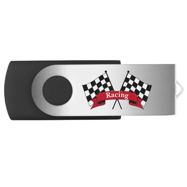 Black and White Racing Flags USB Flash Drive