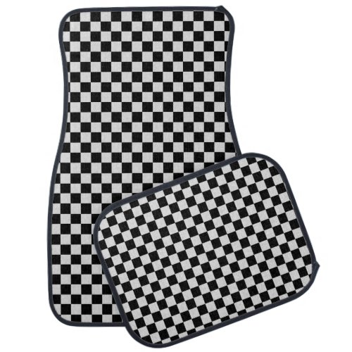 Black and White Racing Karting Checkered Car Mat