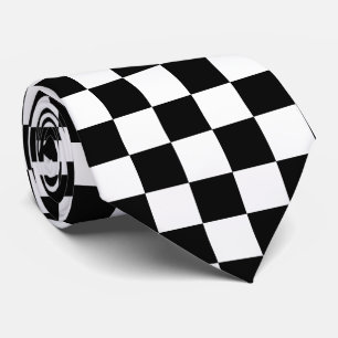 Black and White Racing Silks Checks Derby Neck Tie