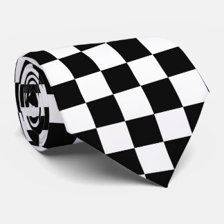 Black and White Racing Silks Checks Derby Neck Tie