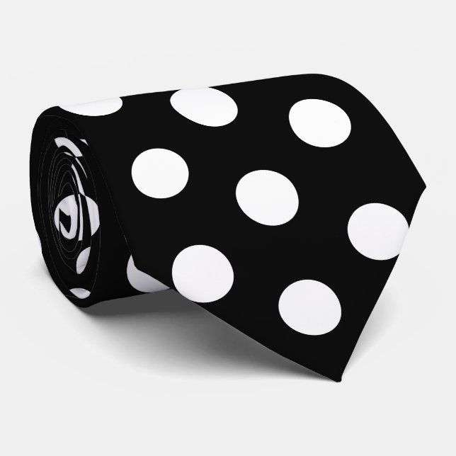 Black and White Racing Silks Polka Dot Derby Day Neck Tie (Rolled)