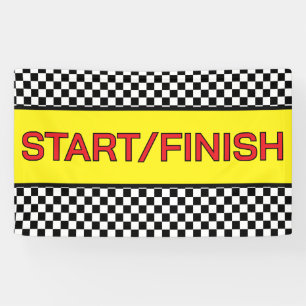 Black and white Racing START finish Line  Banner