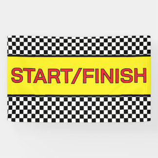 Black and white Racing START finish Line Banner