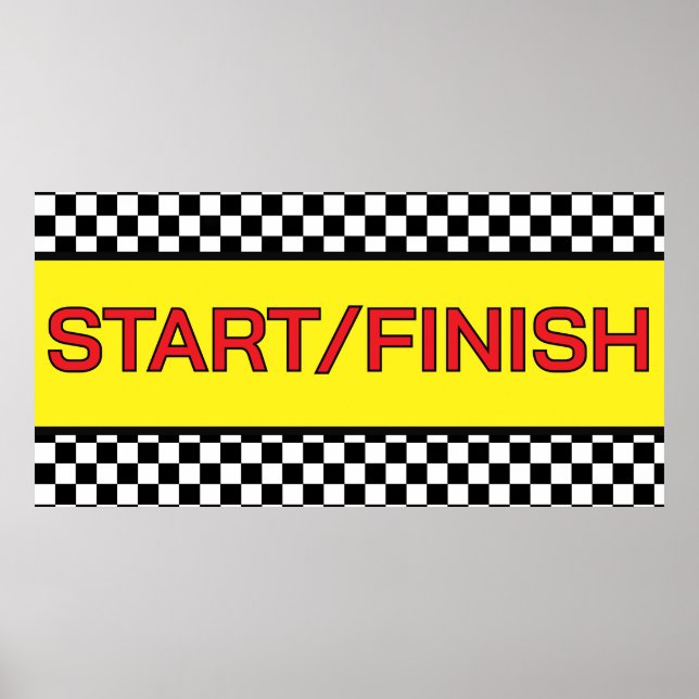 Black and white Racing START finish Line  Poster (Front)