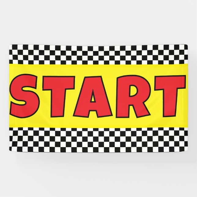 Black and white Racing START Line Banner (Horizontal)