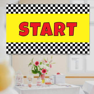 Black and white Racing START Line Banner