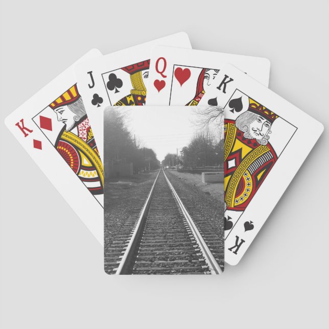 Black and white railroad track poker cards (Back)