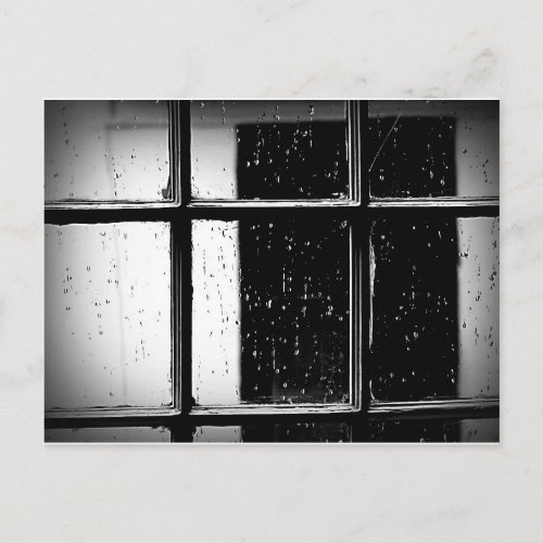 Black and White Rain on Window Postcard