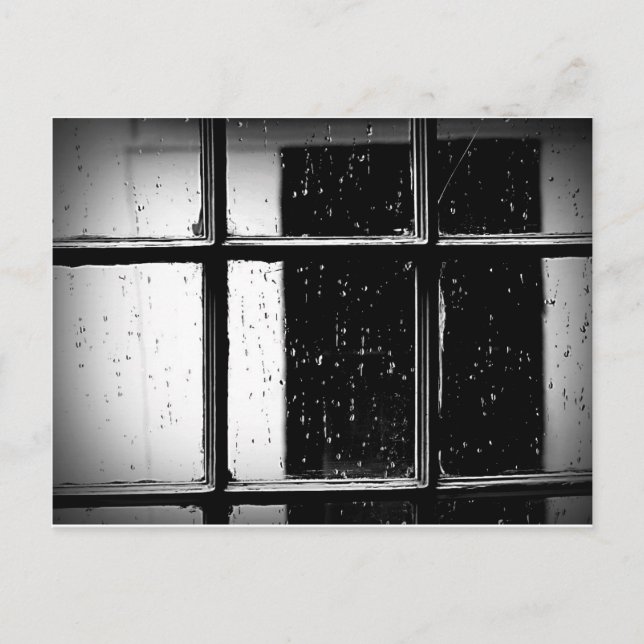 Black and White Rain on Window Postcard (Front)