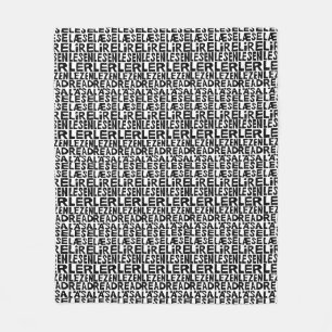 Black and White "Read" in 8 Languages Lino Cut Fleece Blanket