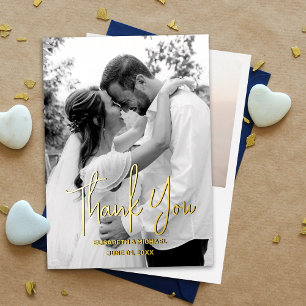 Black and White Real Gold Foil Wedding Invitation
