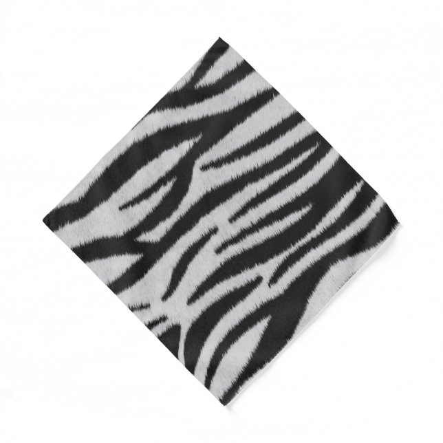 Black and White Realistic Zebra Fur Texture Bandana (Front)